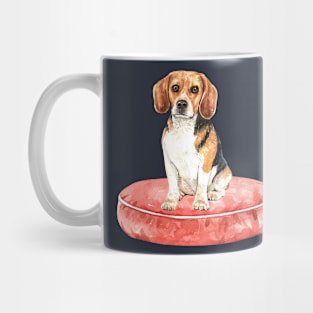 Cute Beagle on a Red Bed Mug